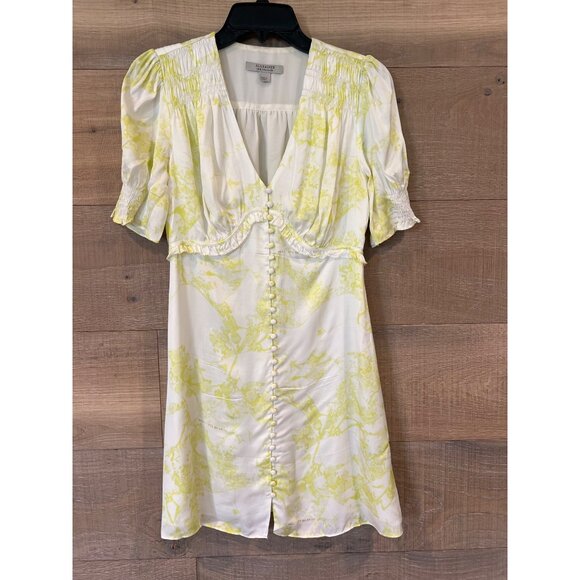 NWOT ALLSAINTS Demi Marama yellow mini Dress SIZE 4 - Picture 4 of 9